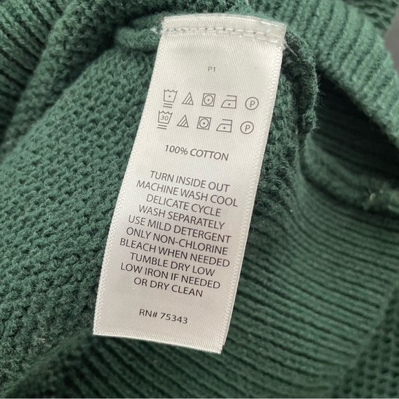 Telluride 100% Cotton Quarter Zip Turtleneck Knit Mens Sweater Forest Green - Picture 8 of 9